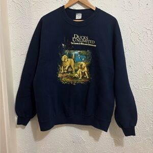 Ducks unlimited vintage Navy Blue Men's Sweater golden retrievers